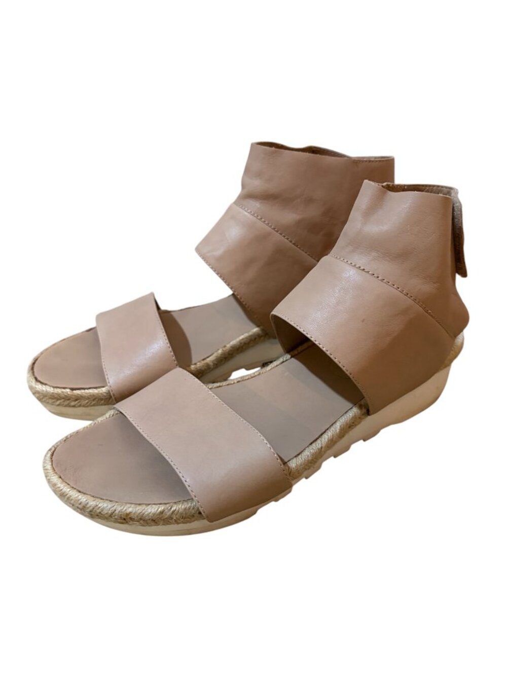 Eileen Fisher Glad Leather Platform Sandals Gladiator Tan